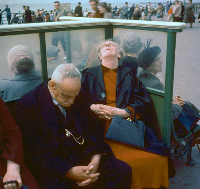 A couple having a nap after a busy day in the fresh air on the front at Blackpool.   (Photo by John Chillingworth/Getty Images)