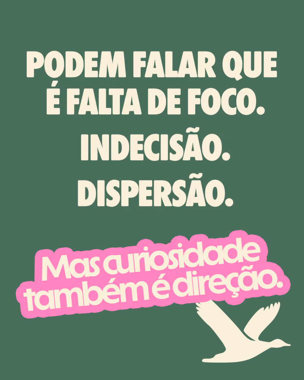Podem falar que é falta de foco.
Indecisão.
Dispersão.
Mas curiosidade também é direção.